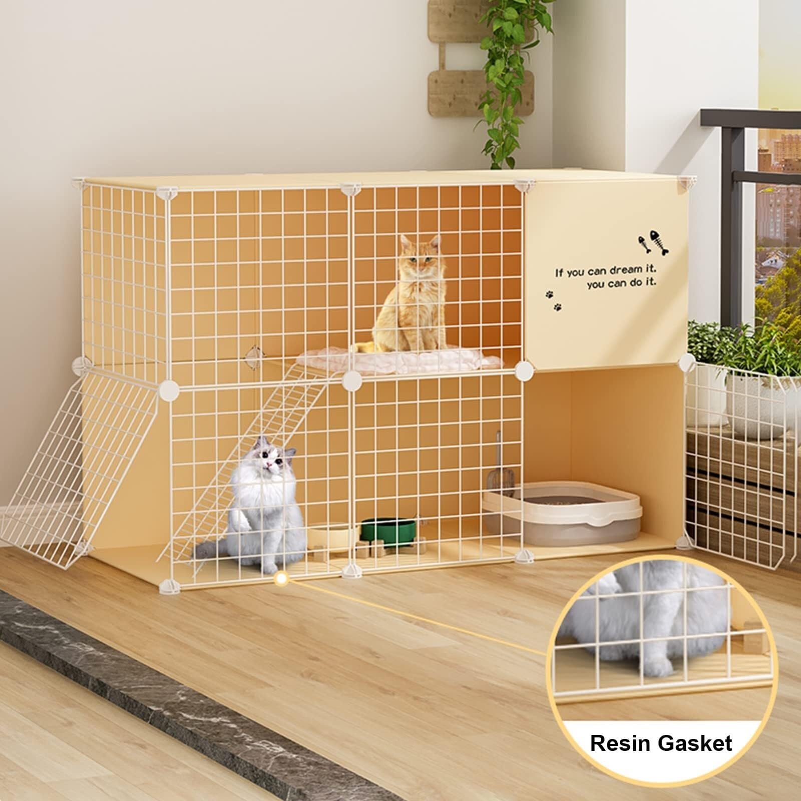 Generic Recinzione staccabile per gatti, gabbia per animali domestici, gabbia per furetti, trasportino per animali domestici, recinzione per gatti fai da te, amaca per gatti e nido per gatti p (75 x