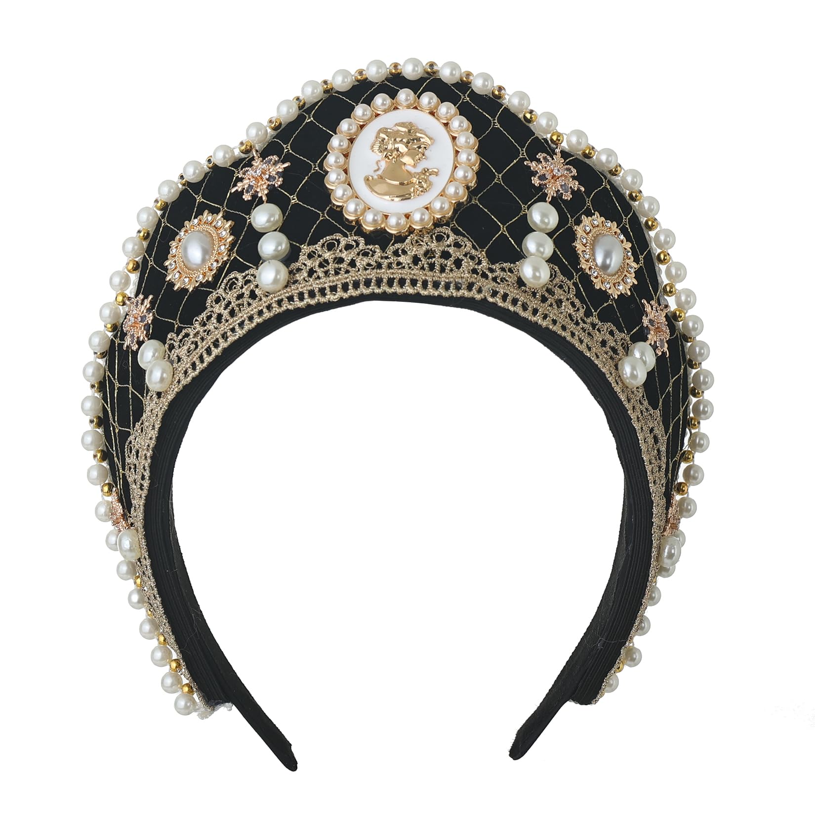 UniqKaliber Anne Headwear Elizabethan Retro Tudor Headpiece Coronet Hood Hat Halloween Hair Accessory — image 1