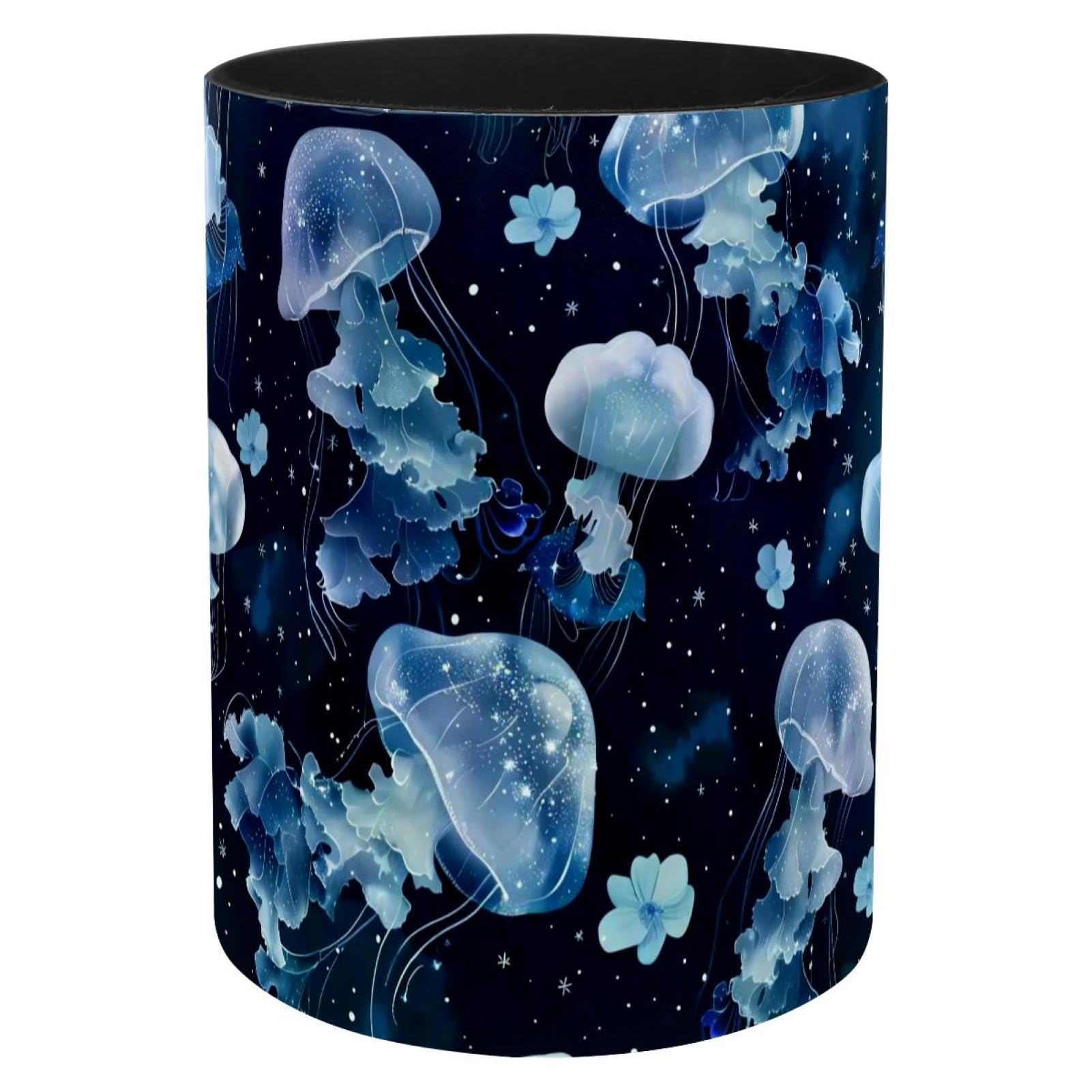Porte-stylo méduse bleue robuste en métal, pot à crayons de grande capacité