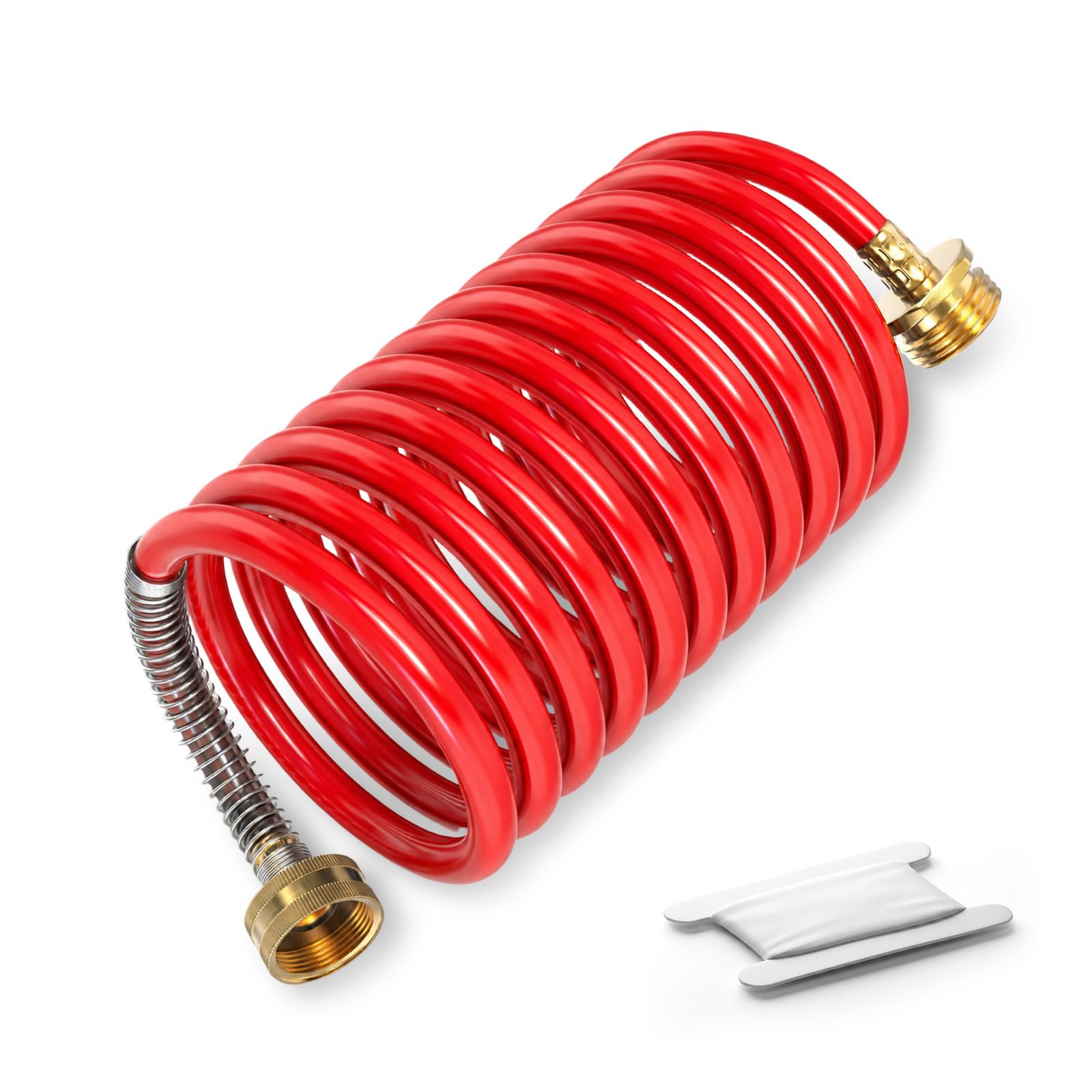 ERGAOBOY Red 15FT 4.5m 3/8" 3/4" GHT Coiled Garden Hose