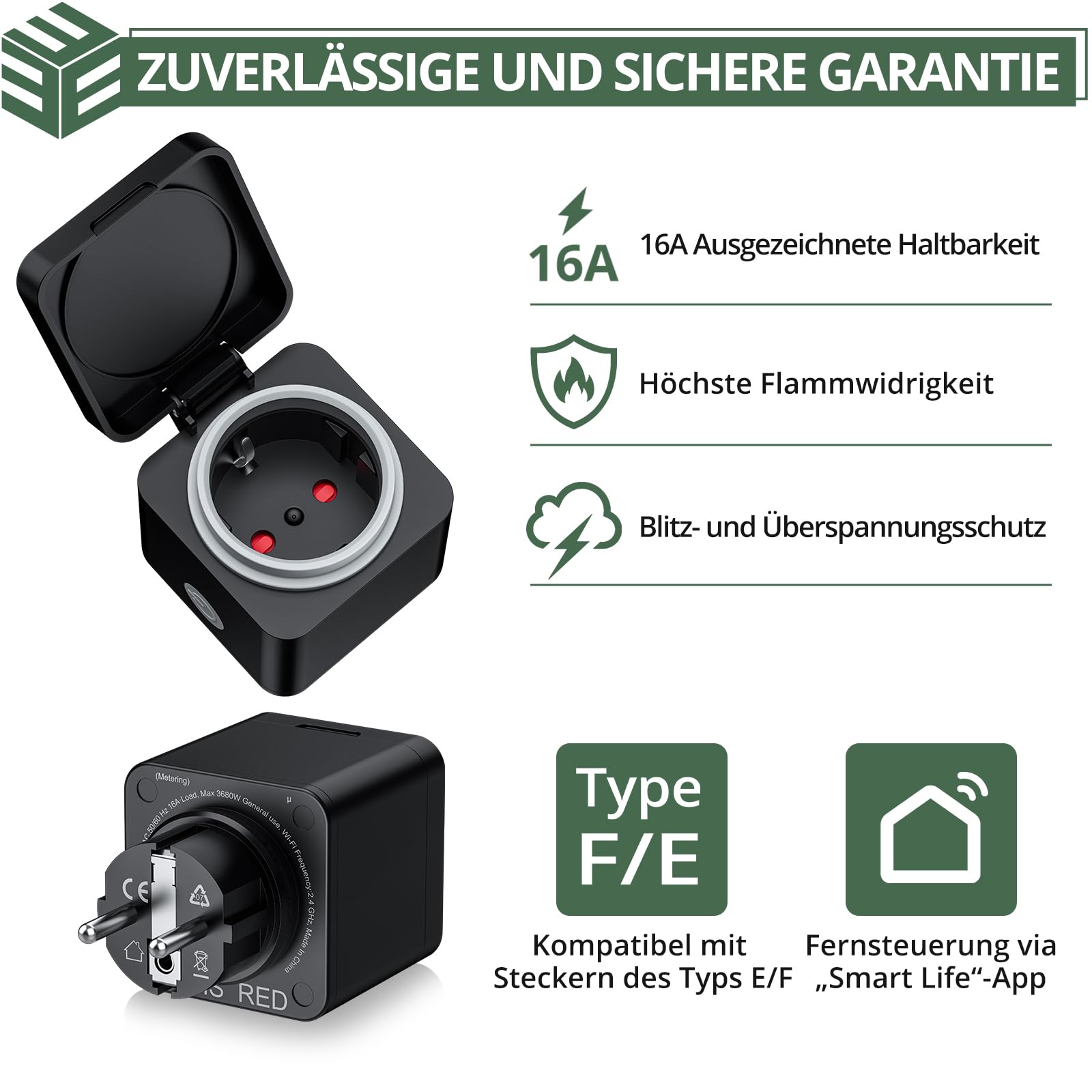 EYPINS WLAN-Steckdose Outdoor IP54, Smart Außensteckdose 3680W/16A 4er-Pack