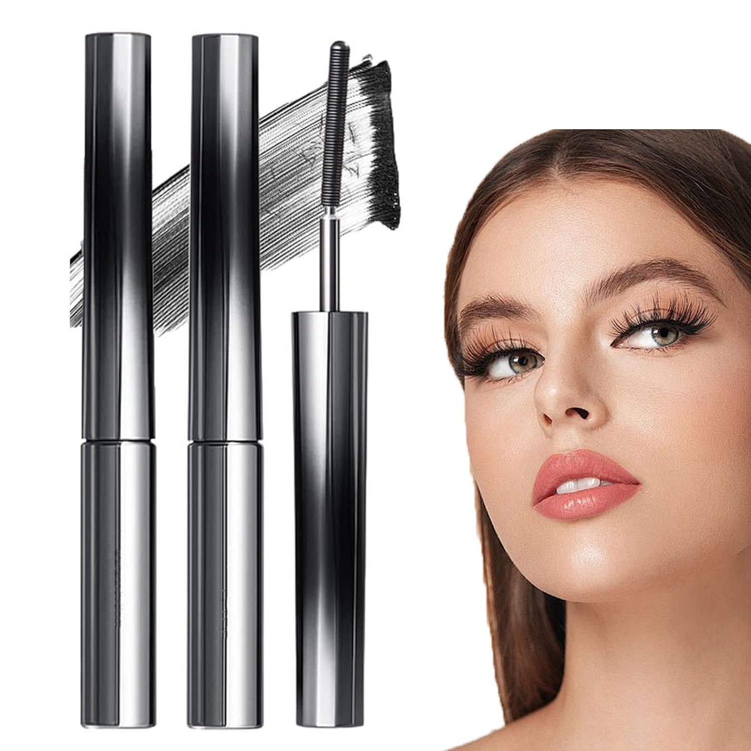Curling IronMascara, Iron Wand Mascara, 3DCurling Eyelash Iron Mascaras, 3DCurling Eyelash IronMascara, CurlingIronMascara,Korean Mascara Metal Wand (Black Curling*2)