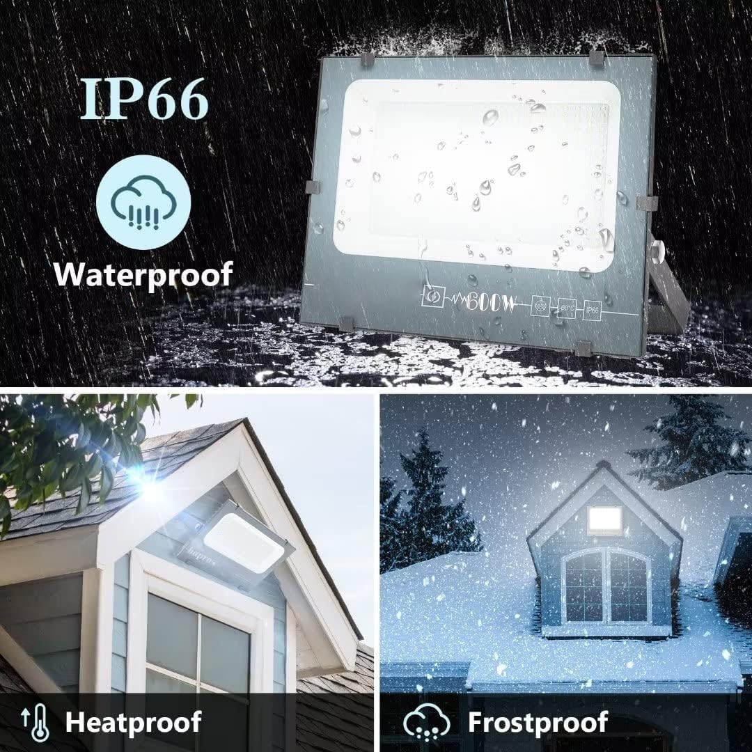 600WX2 LED Strahler Außen, Superhell Aussenstrahler 60000LM Baustrahler, IP66 Wasserdicht Flutlicht Außenleuchte 6500K Warmweiß Scheinwerfer für Garage, Garten, Sportplatz