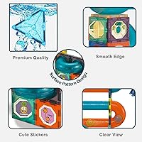 Vista 2 de Conjunto Super de Pista de Carrera de Canicas con Azulejos Magnéticos Luminosos - 150 Piezas Completas que Brillan en la Oscuridad Bloques