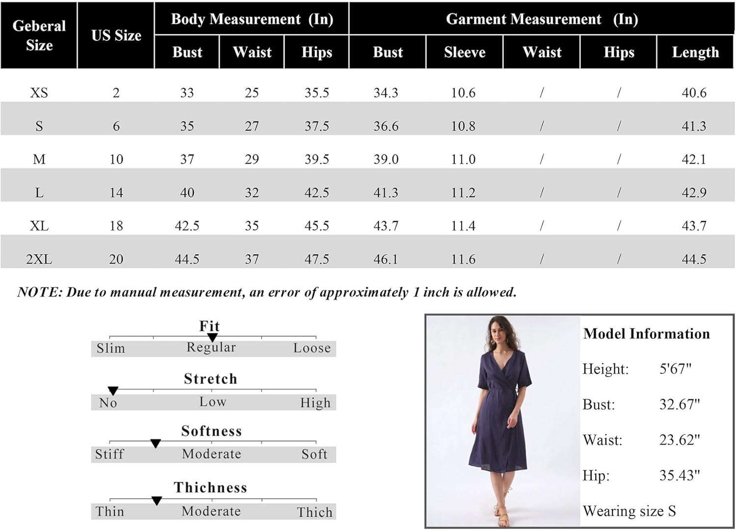 Amazhiyu Women's 100% Linen Summer Wrap Midi Dresses with Pockets Short Sleeve - Image 6