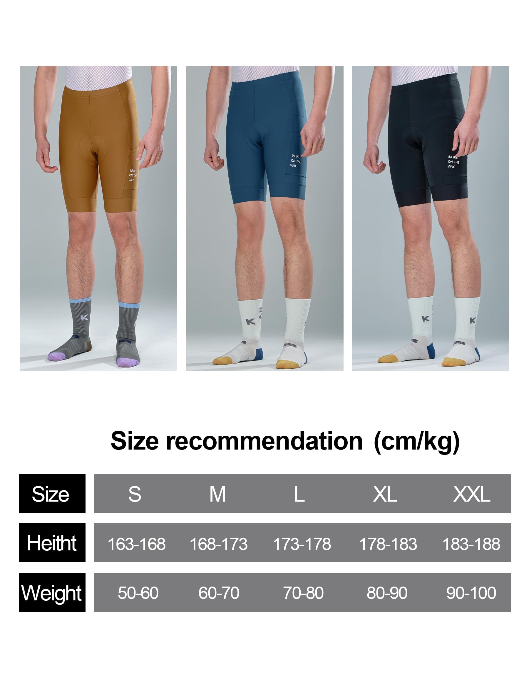 INBIKE Culotte Corto Ciclismo Hombre con Bolsillo Acolchado Verano Transpirable Elástico RK312