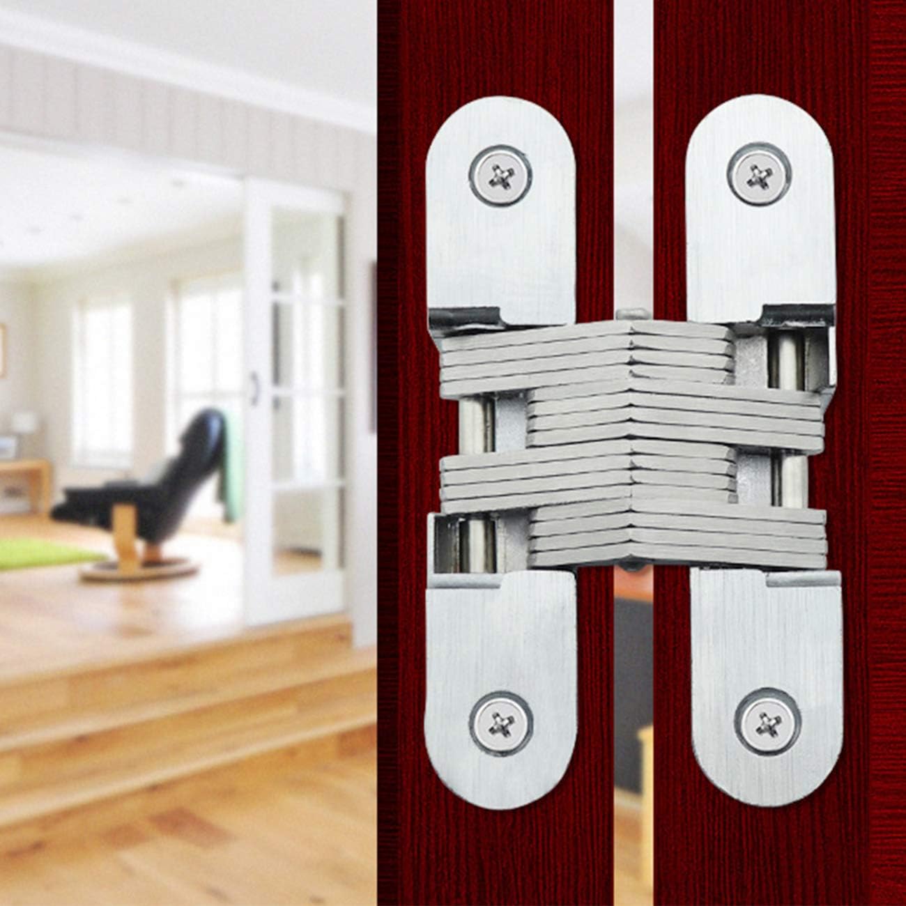 LERT Zinc Alloy Cross Hinge, Invisible Cross Hinge for Folding/Hidden Door, 2 pcs (13×45 mm), Stainless Steel - Image 5