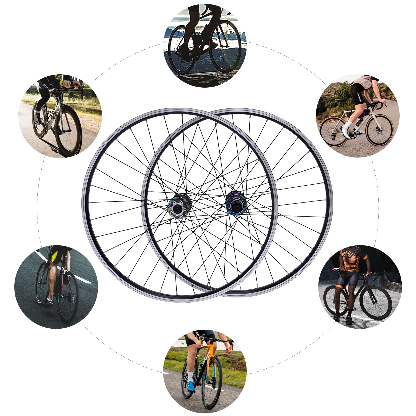 Mountainbike-Laufradsatz 69.9/27.5Zoll, Aluminiumfelge Scheibenbremse MTB-Laufradsatz, Schnellspanner Vorderrad Hinterrad Schwarz Fahrrad Laufräder, Fit Kassette Fahrrad Laufradsatz