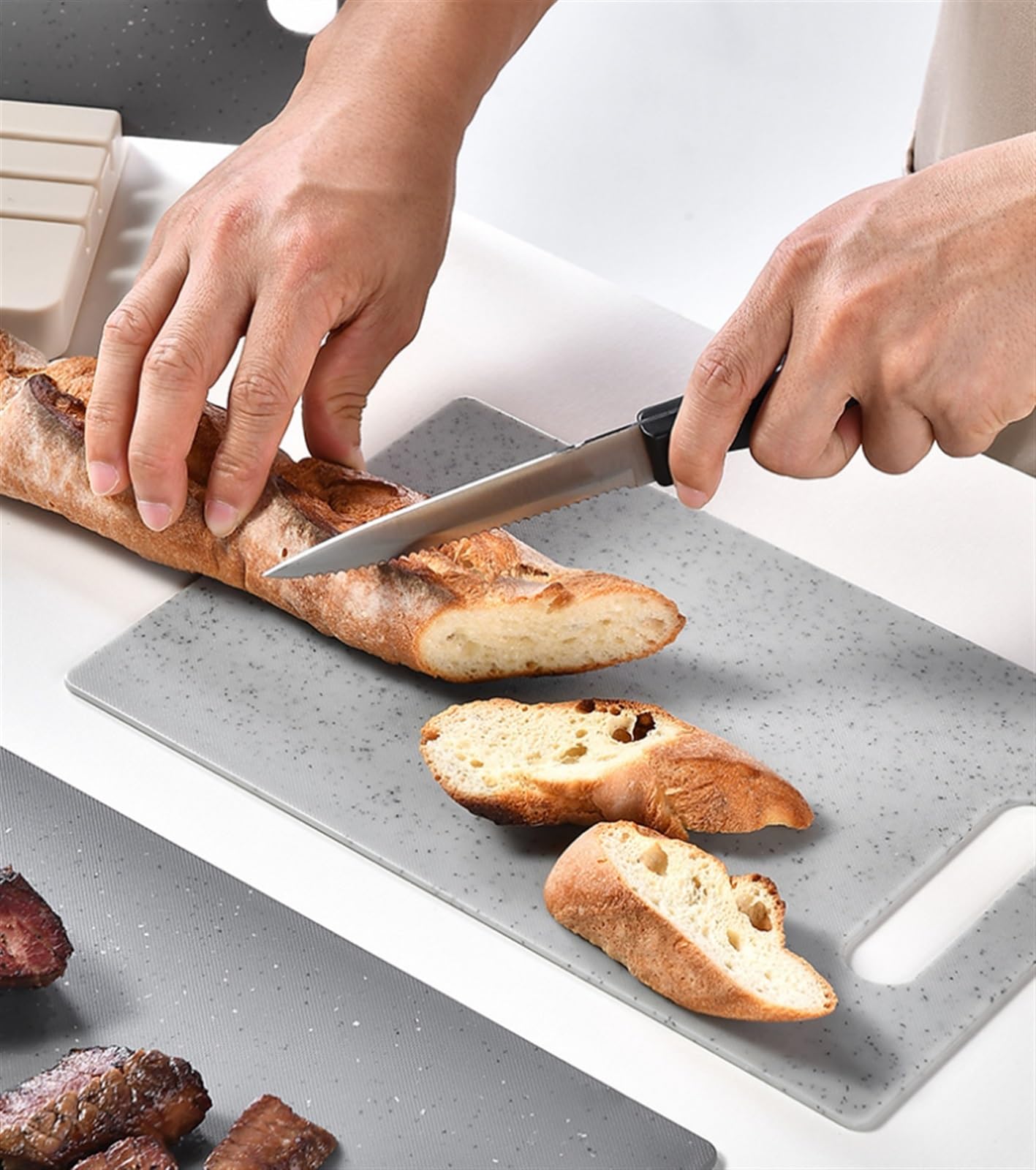Küche Schneidebretter 4-teiliges Set Mit Ständer, Schneidebretter Für Die Küche, Spülmaschinenfest Für Fleisch, Obst Und Gemüse Schneidebrett
