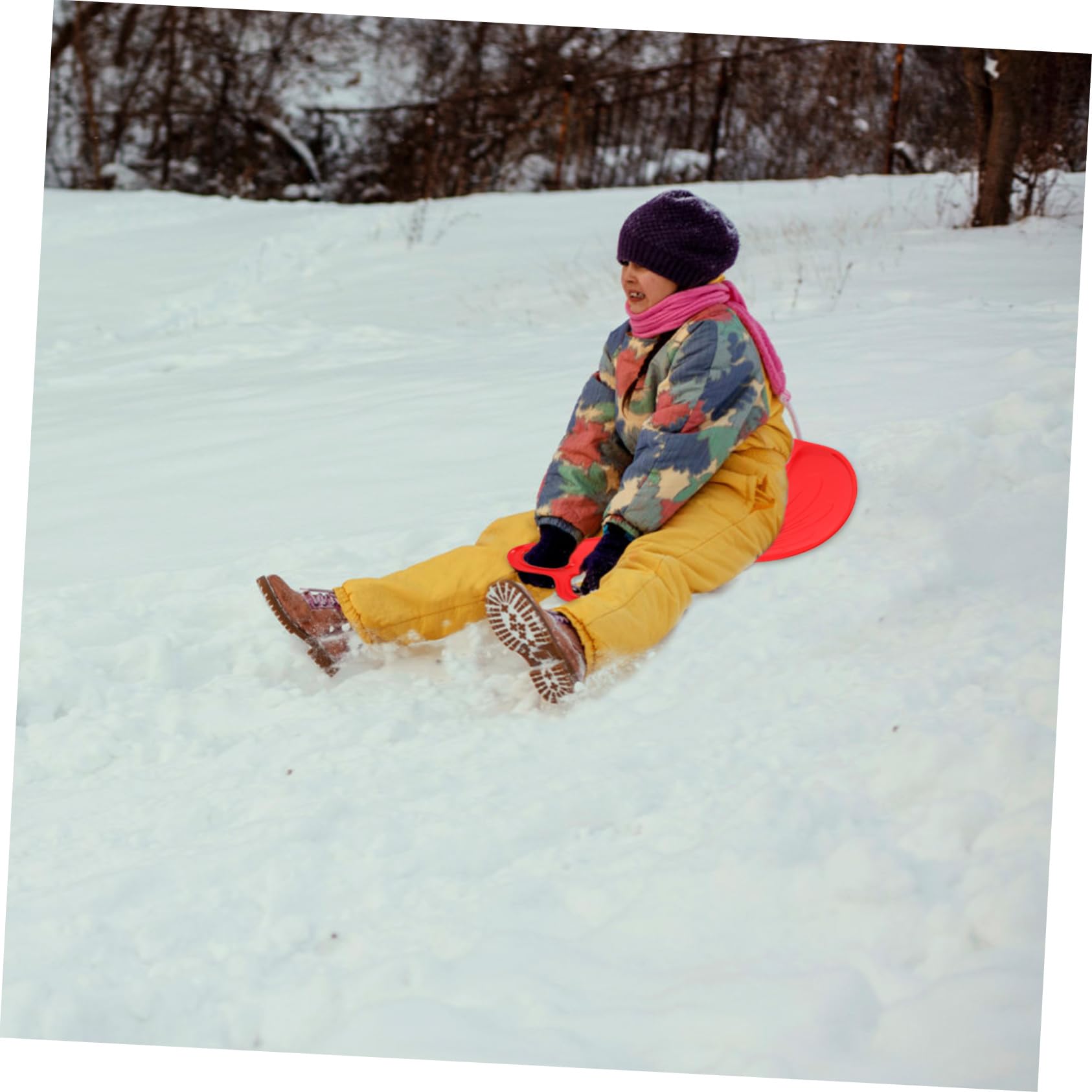 GOOHOCHY Scooter Sled Ski Board Grass Sliding and Girls Snow Sled Sturdy Handle Random Color