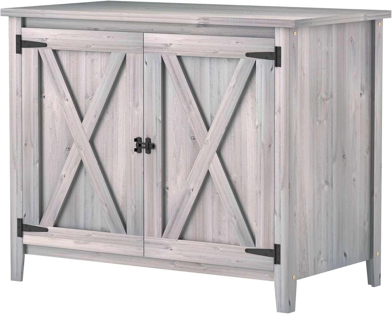 54x19x75in Premium Solid Wood Heavy Duty Storage Cabinet with Two Adjustable Shelves Double Doors Light Gray Powder Coated