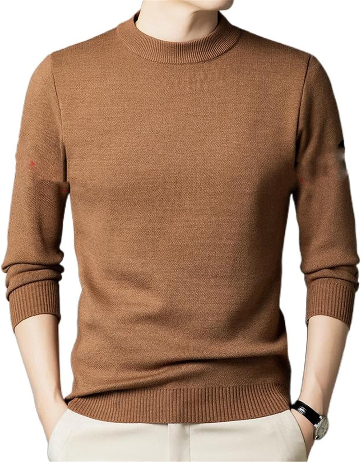 Men's Thick Round Neck Base Sweater for Winter Casual Knit