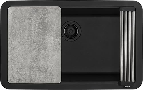 Miniatura 5 de Ruvati RVG2310BK - Fregadero de cocina compuesto de granito mate de doble montaje de estación de trabajo negro de 30 pulgadas