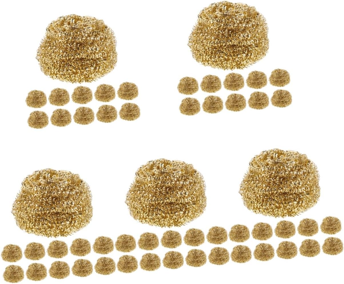 SOLUSTRE 5sets Brass Cleaning for Irons Balls Cleaner Soldering Tip Cleaner Removal Tips Soldering Tip Cleaning Ball Soldering Cleaning Ball Cleaners Golden Copper 10pcs*5