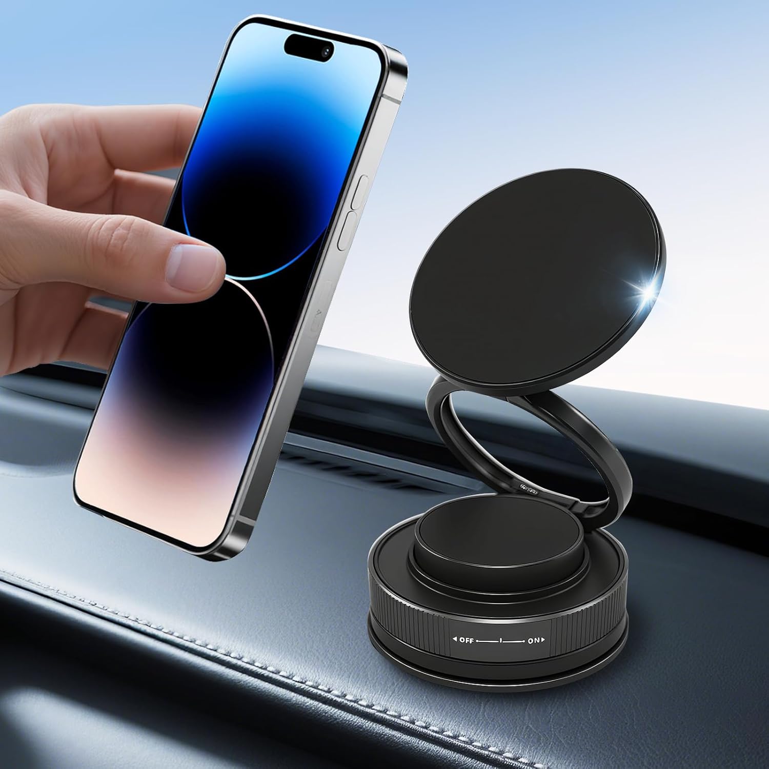 ZOOMKEY 360 Adjustable Vacuum Suction Bracket for MagSafe Car Mount Vacuum Magnetic Phone Holder Cell Phone Holders for