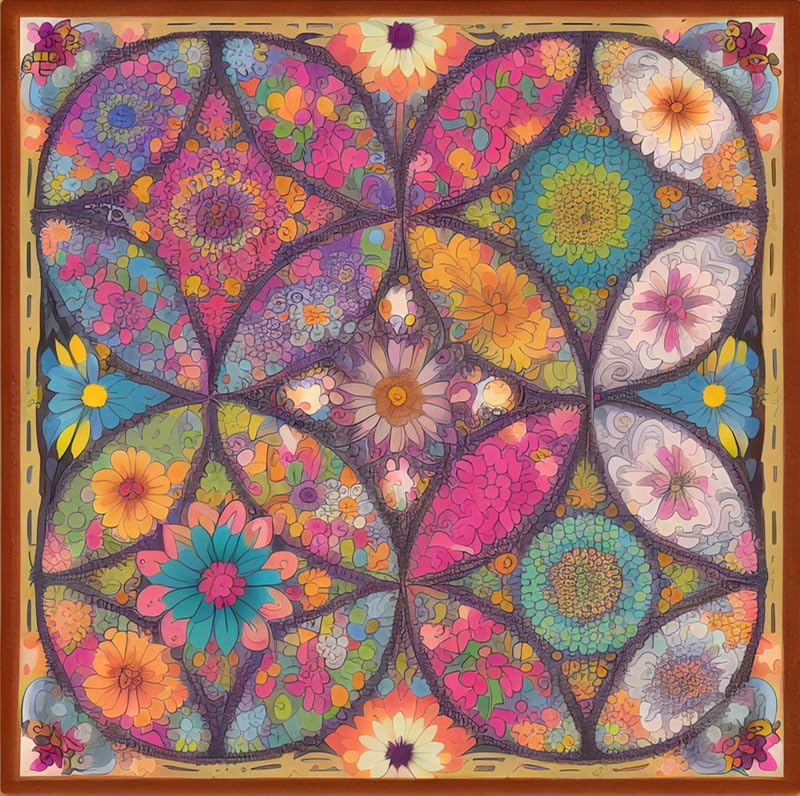 Image of Joyhoor Cross Stitch Kits for Beginners Stamped Cross-Stitch Supplies Needlework preprint Embroidery Kits for Adults DIY Needlepoint Kits Embroidery Patterns 11CT-Colorful Floral Circles 16x20 inch