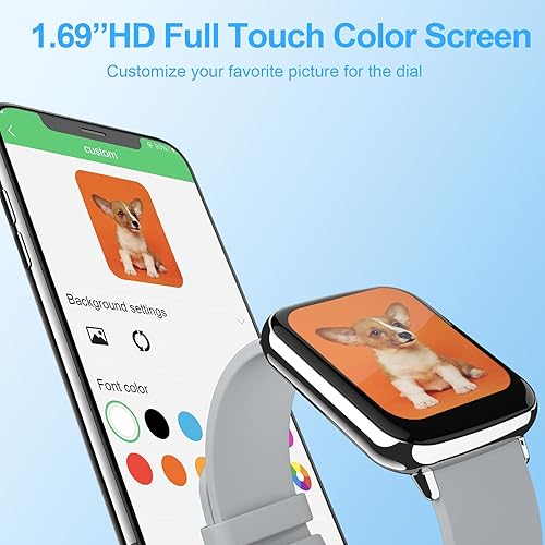 Miniatura 4 de Hadisala Reloj inteligente rastreador de fitness de 169 pulgadas para teléfonos Android iOS rastreador de actividad con monitor de frecuencia