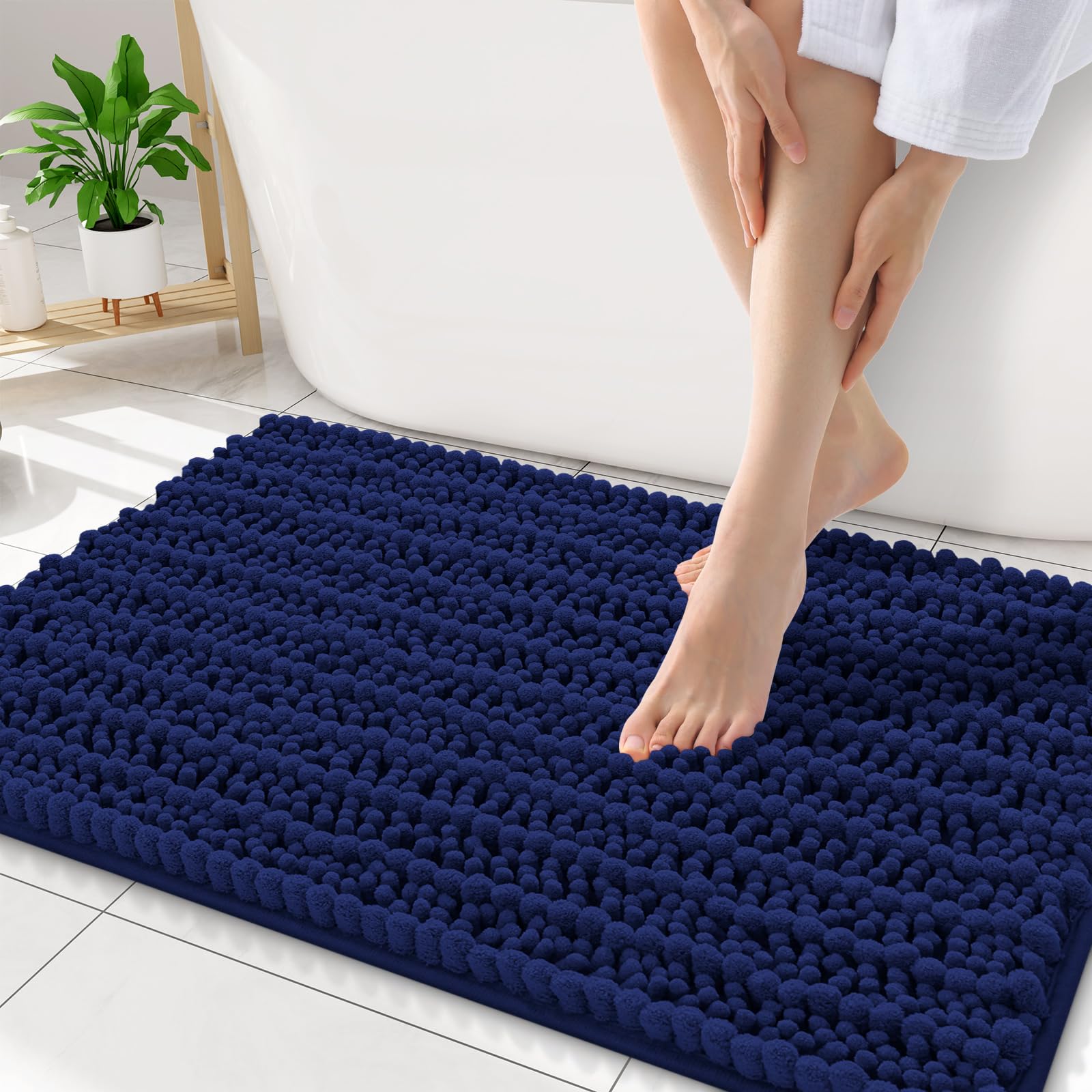 Smiry Bathroom Rugs 32X20, Extra Soft Rubber Backing Chenille Bath Mats