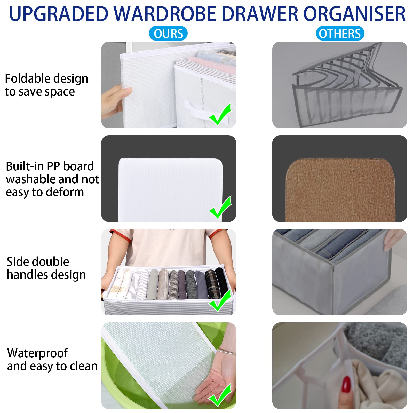 Organizador Armario Ropa 12 Rejillas Cajas Organizadoras Armarios 2 Piezas Plegable