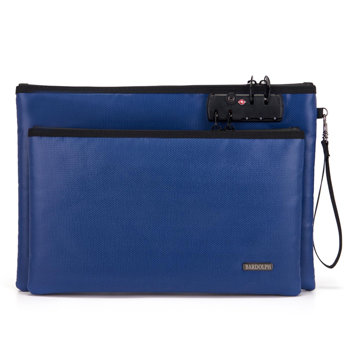 Fireproof Document Bag, Fireproof Money Bag with Lock and Zipper for Cash, FireproofBag Money Pouch, Fire Safe CashBag BankerBag, Notary Supplies (blue, Large)