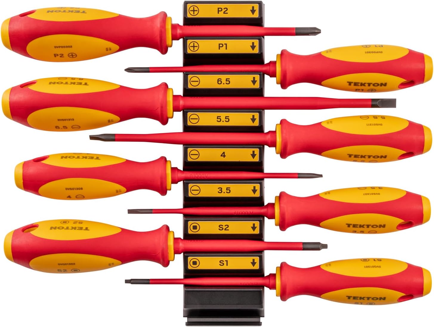 TEKTON Phillips, Slotted, Square Insulated Screwdriver Set with Modular Organizers, 8-Piece (#1-#2, 3.5-6.5 mm, #1-#2) | DVZ90100