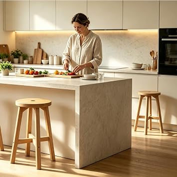 Lestar H18 Wooden Stool, Solid Wood, Round