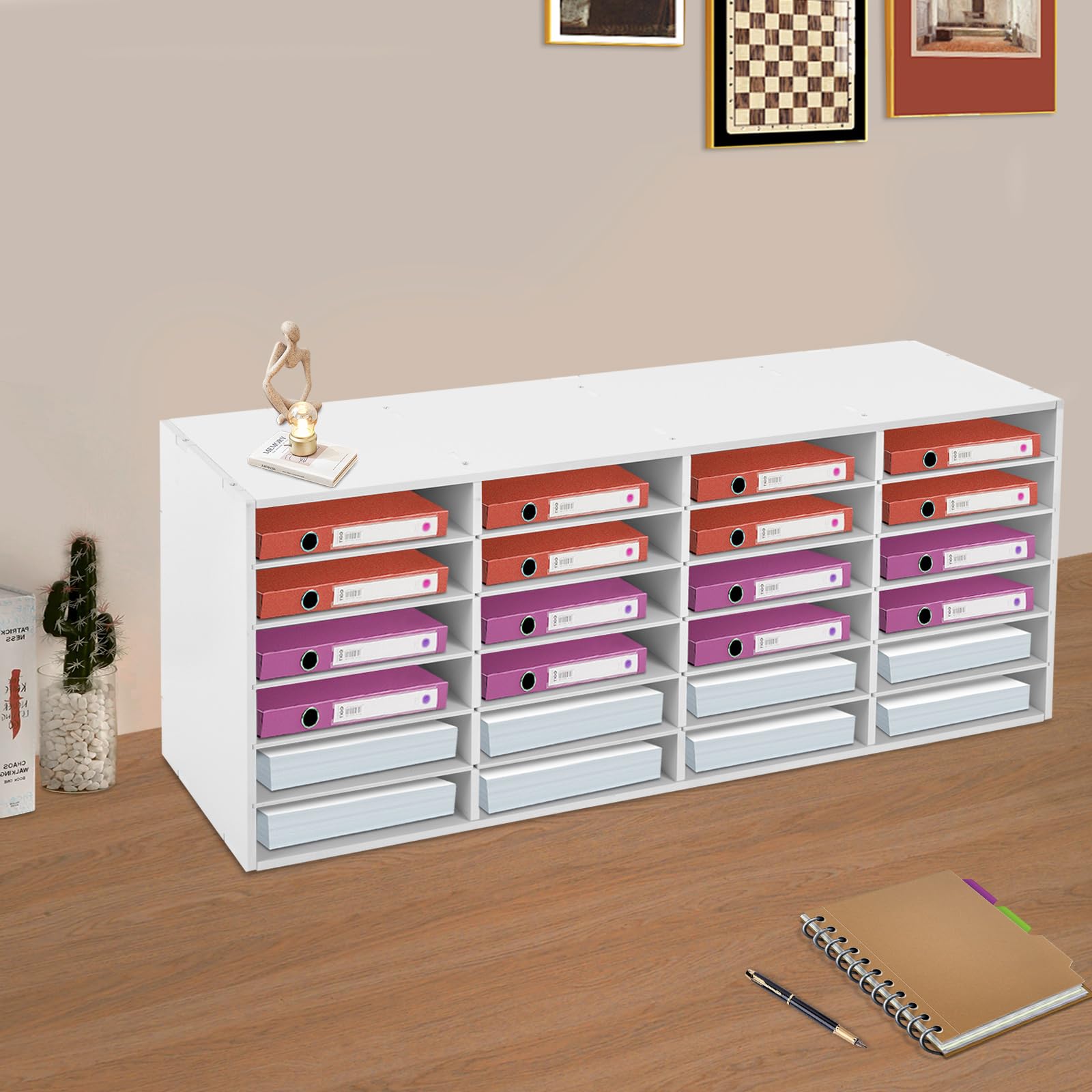 Organisateur de documents et de courrier à 24 compartiments, organisateur de littérature, boîte aux lettres de bureau, système de rangement de bureau, 100 x 30 x 42 cm