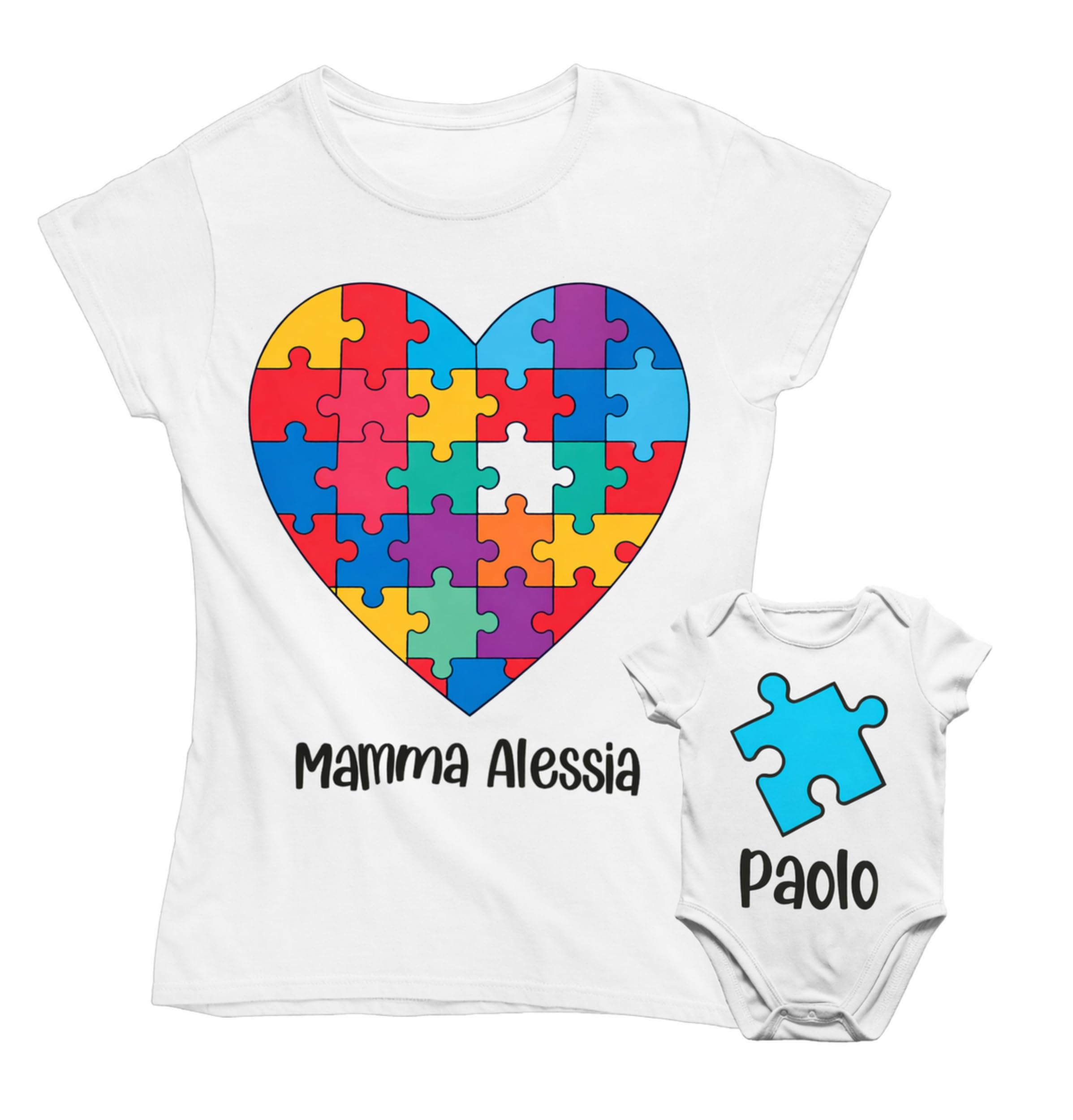 Colorfamily Coppia T-Shirt e Body Personalizzabile Mamma Donna Neonato Festa della Maglietta Manica Corta Taglie dalla S alla XL da 0 a 24 Mesi Bodino Divertente per Uso diurno