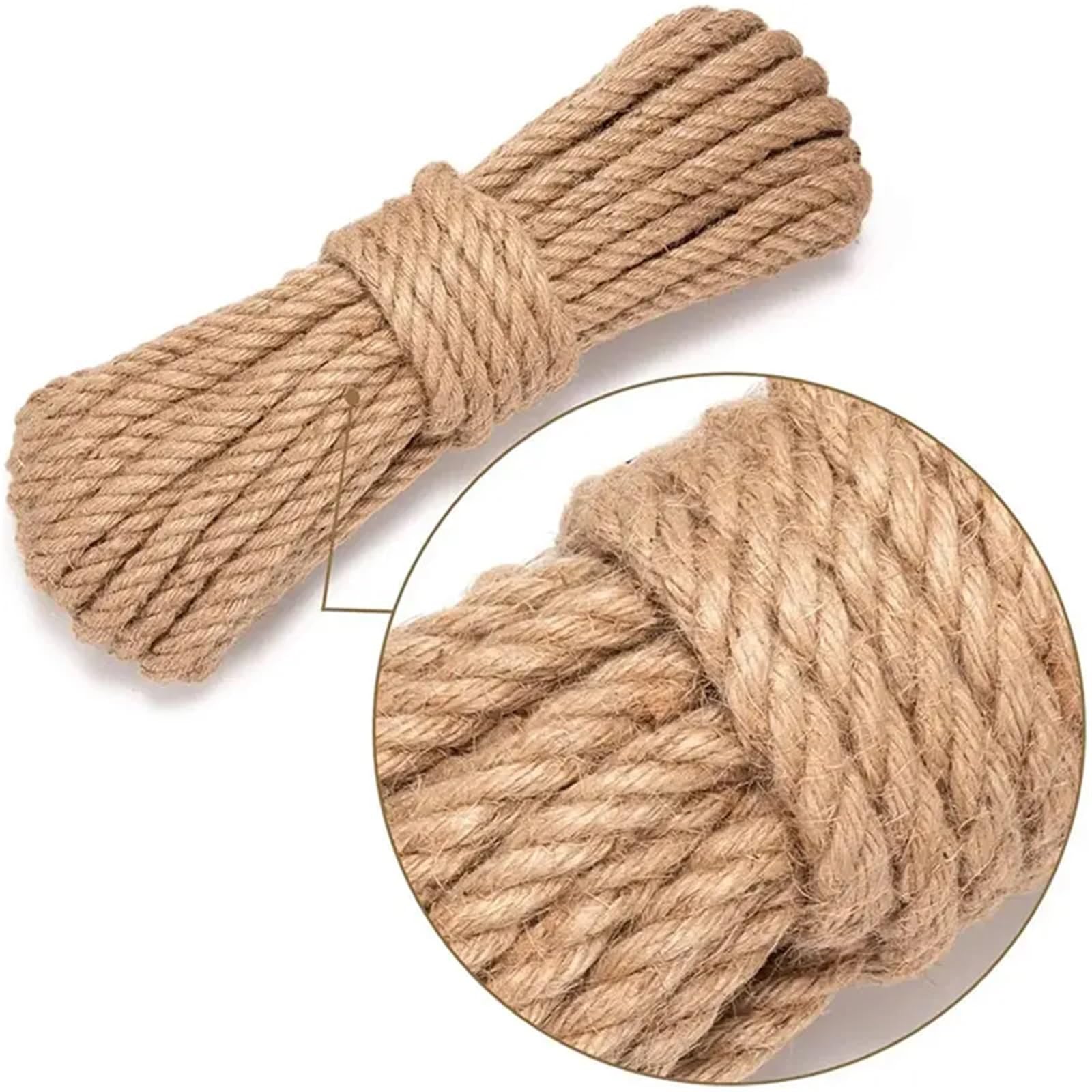 50/100 m 1–12 mm Jute-Seil, Kordel, DIY-Korb, Kratzen, handgefertigtes Kunsthandwerk, Verpackung, Gartenarbeit, Hochzeitsdekoration Für Camping Garten