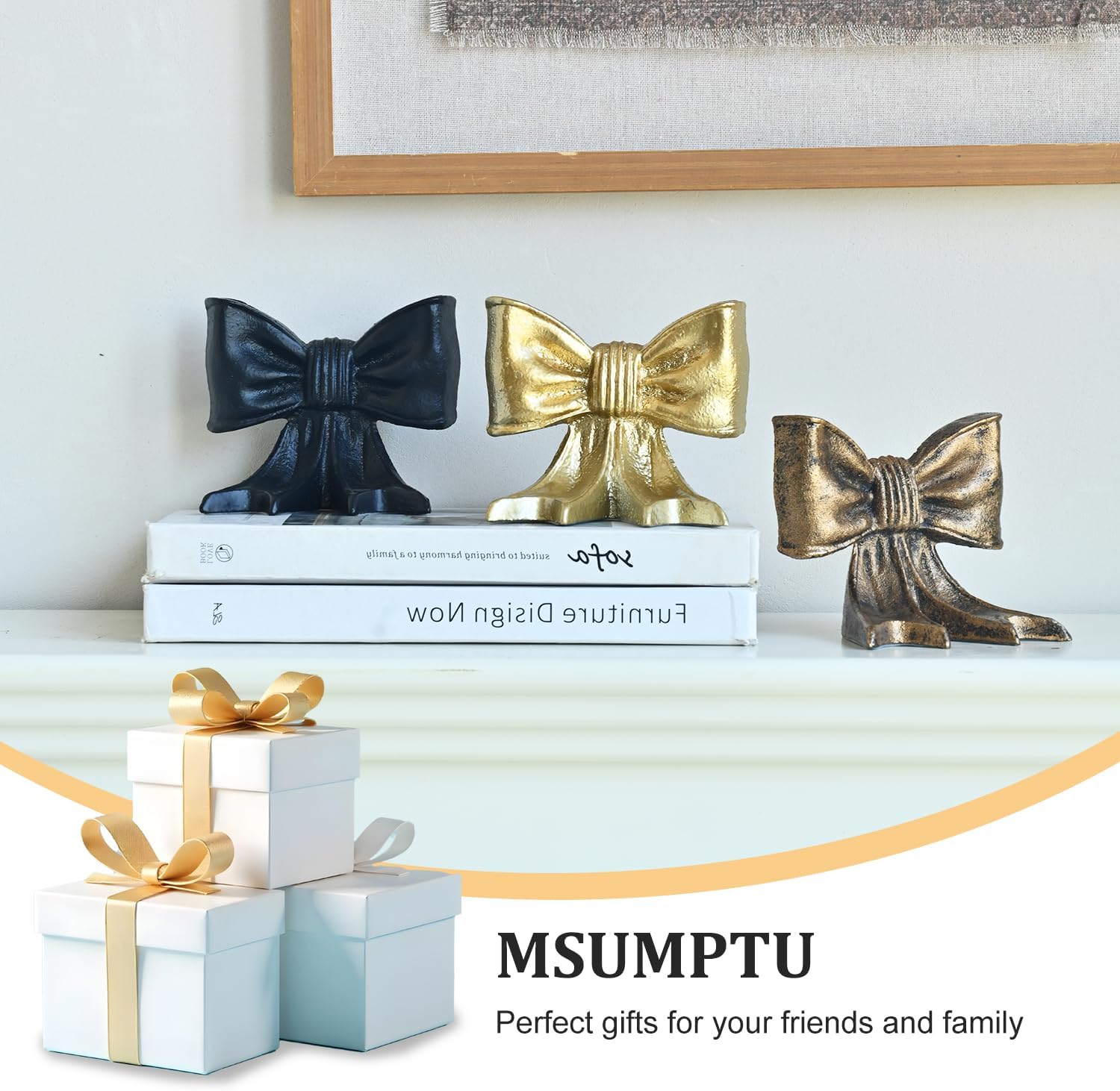 Metal Bookends Set of 2, Heavy Duty Book Ends for Heavy Books, Black Decorative Bookends for Shelves Desk Office Home Decor