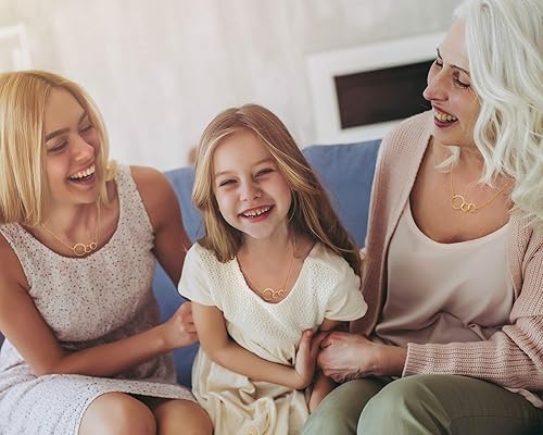 Miniatura 5 de EFYTAL Collar de 3 generaciones Regalos para abuela, cumpleaños de abuela, regalo para abuela Gigi, regalo para abuela nueva, Chapado en oro