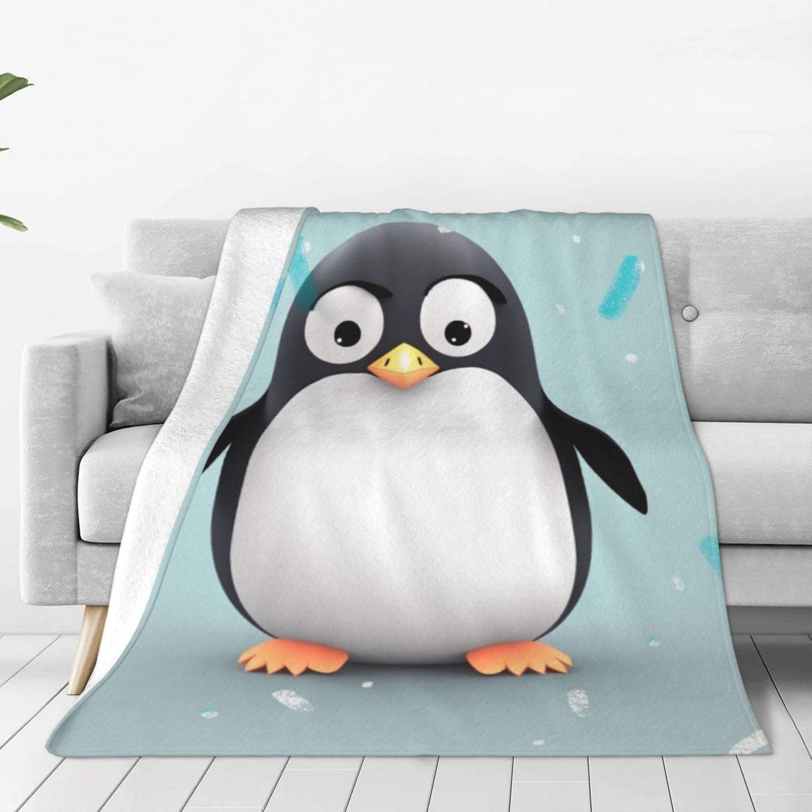 HTOGKKCG Leuke Pinguïn gedrukt Zachte Micro Fleece Deken Airconditioning Deken Gooi Deken Voor Bed, Bank en Stoel