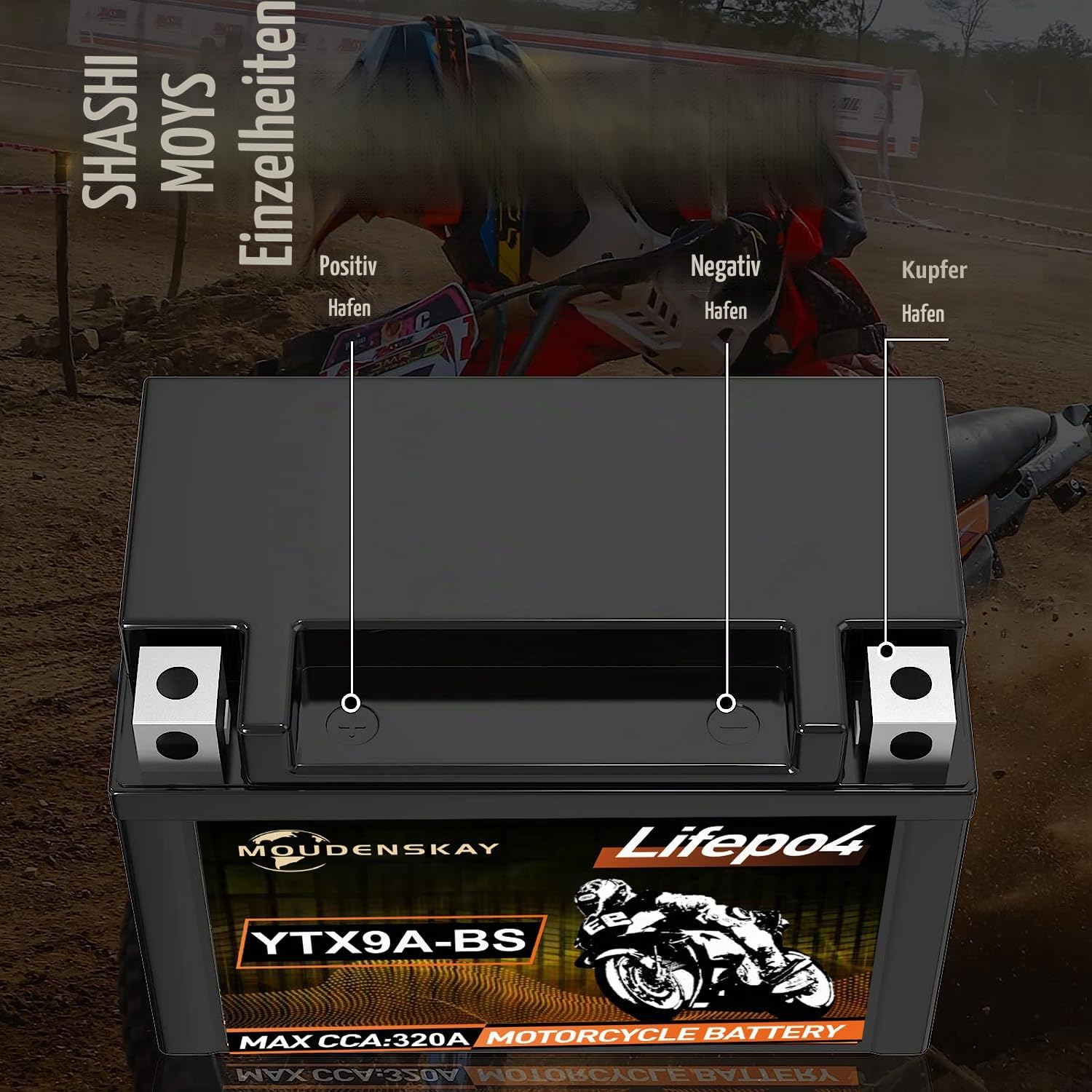 Lithium MotorradBatterie 12V Powersports Batterie YTX9A-BS