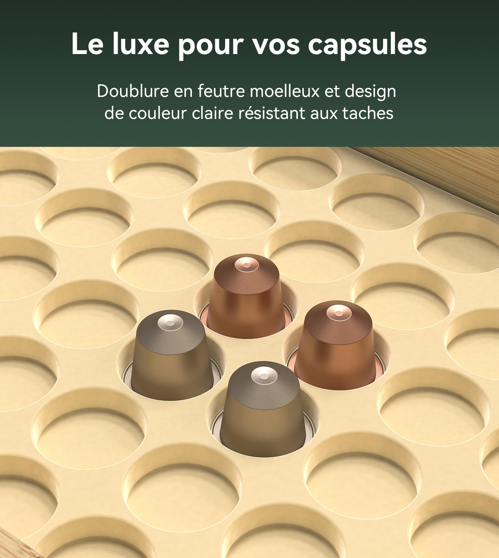 WELL WENG pour Original Line Nespresso avec 1 Tiroir - Rangement 48 Capsules Capacité - bambou (36,8 x 29,7 x 8,1 cm)