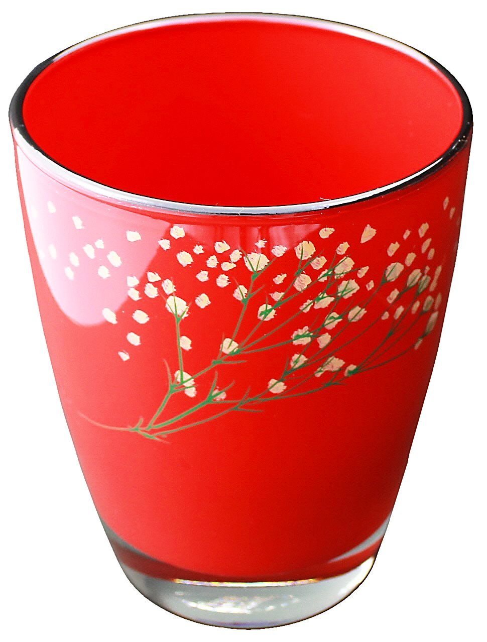 Japanese Maki-e Glass Lacquer Cosmetic Box - Kasumi Grass Red HT3080