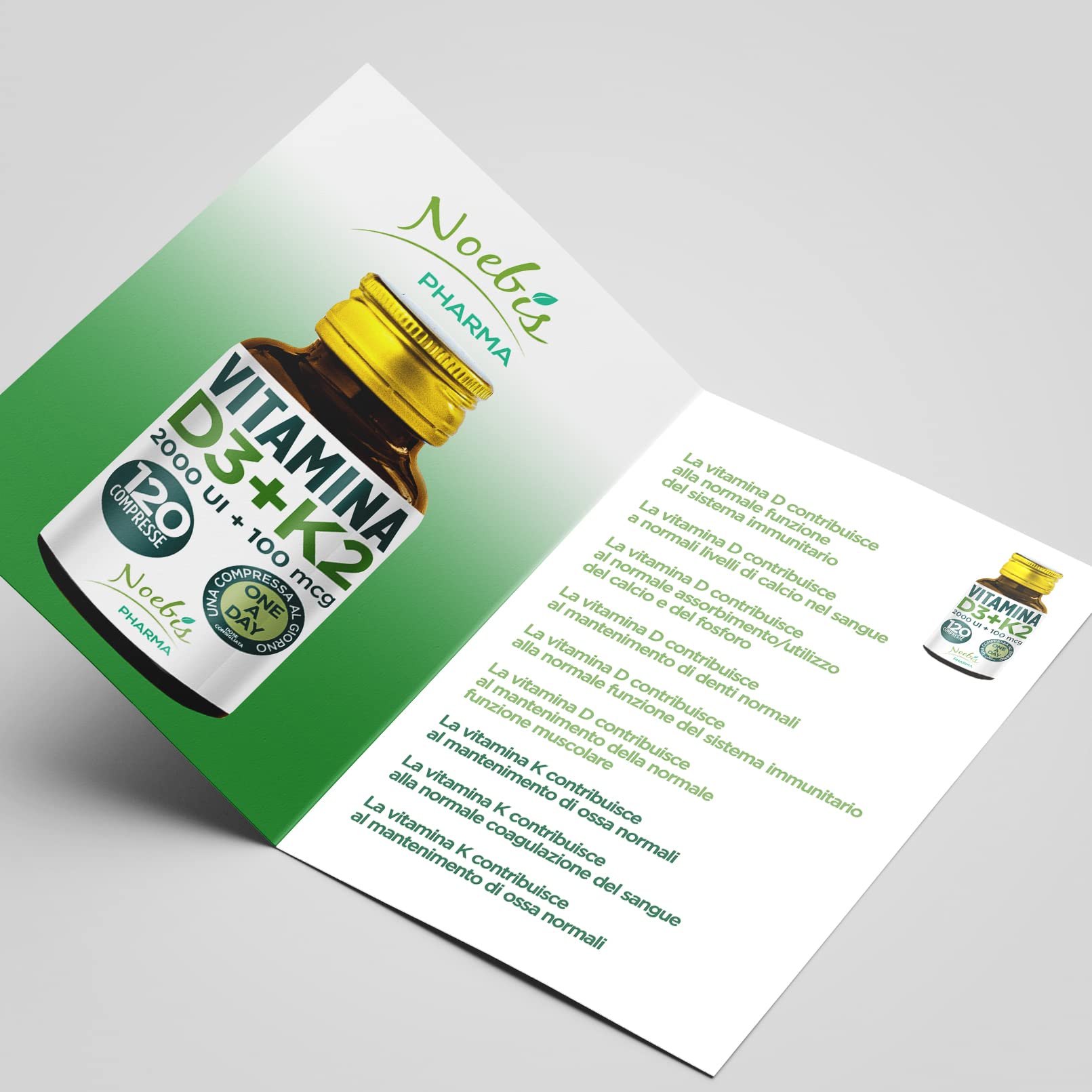 Vitamina D3 K2-120 Compresse Fornitura per 4 Mesi - Vitamin D3 2000 UI + 100 µg Vitamina K Supporto per Ossa Denti Muscoli Articolazioni Sistema Immunitario - Vit D3 e Vitamina K2 Menachinone MK7