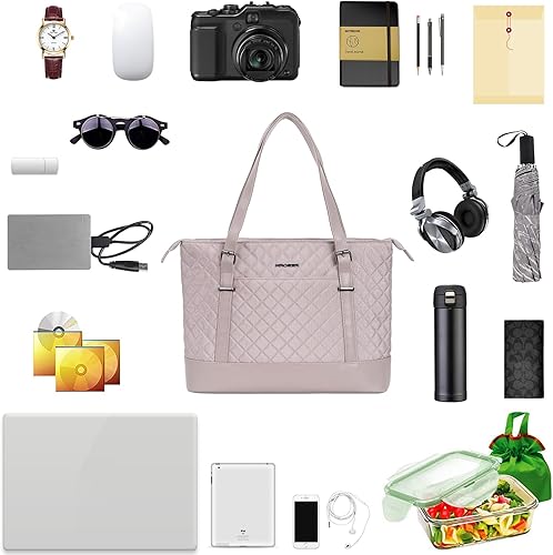 Miniatura 6 de KROSER Bolsa de mano para laptop de 15.6 pulgadas con puerto USB, bolsa de trabajo grande, bolsa de hombro para computadora para mujer, funda de