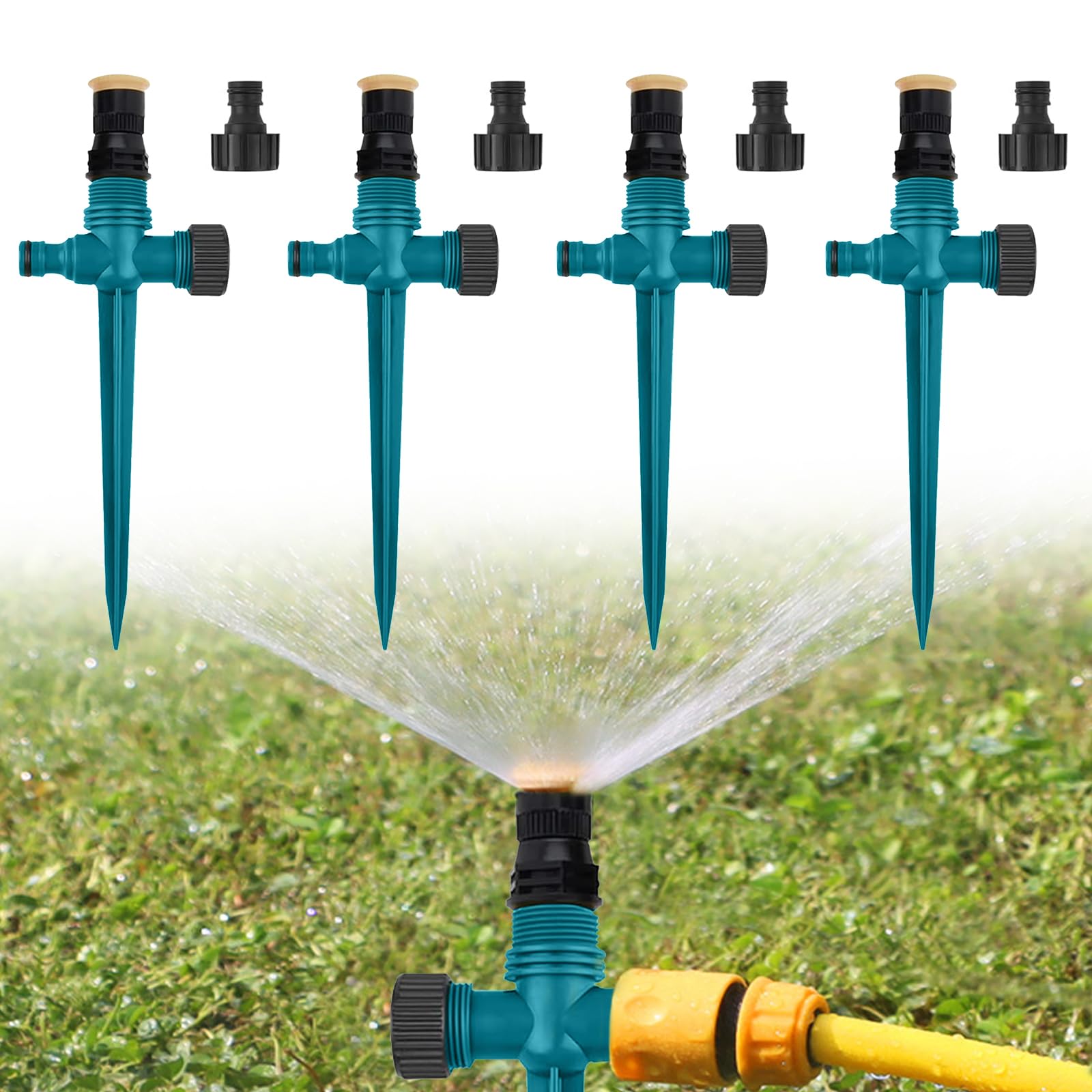 Irrigatore Rotante A 360° Per Prato E Giardino, In ABS E Lega Di Zinco, Altezza 31 Cm, Copertura Ampia - 5