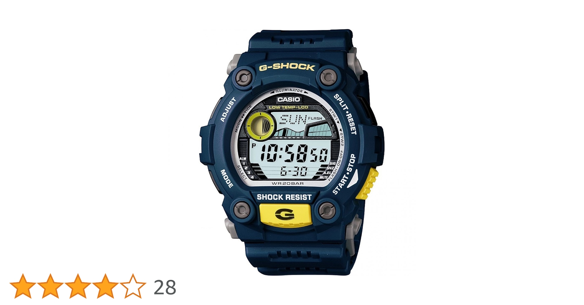CASIO G-SHOCK G-7900-2D ネイビー/イエロー G7900-2D G-Shock Fishing Tide Graph Watch - Rugged