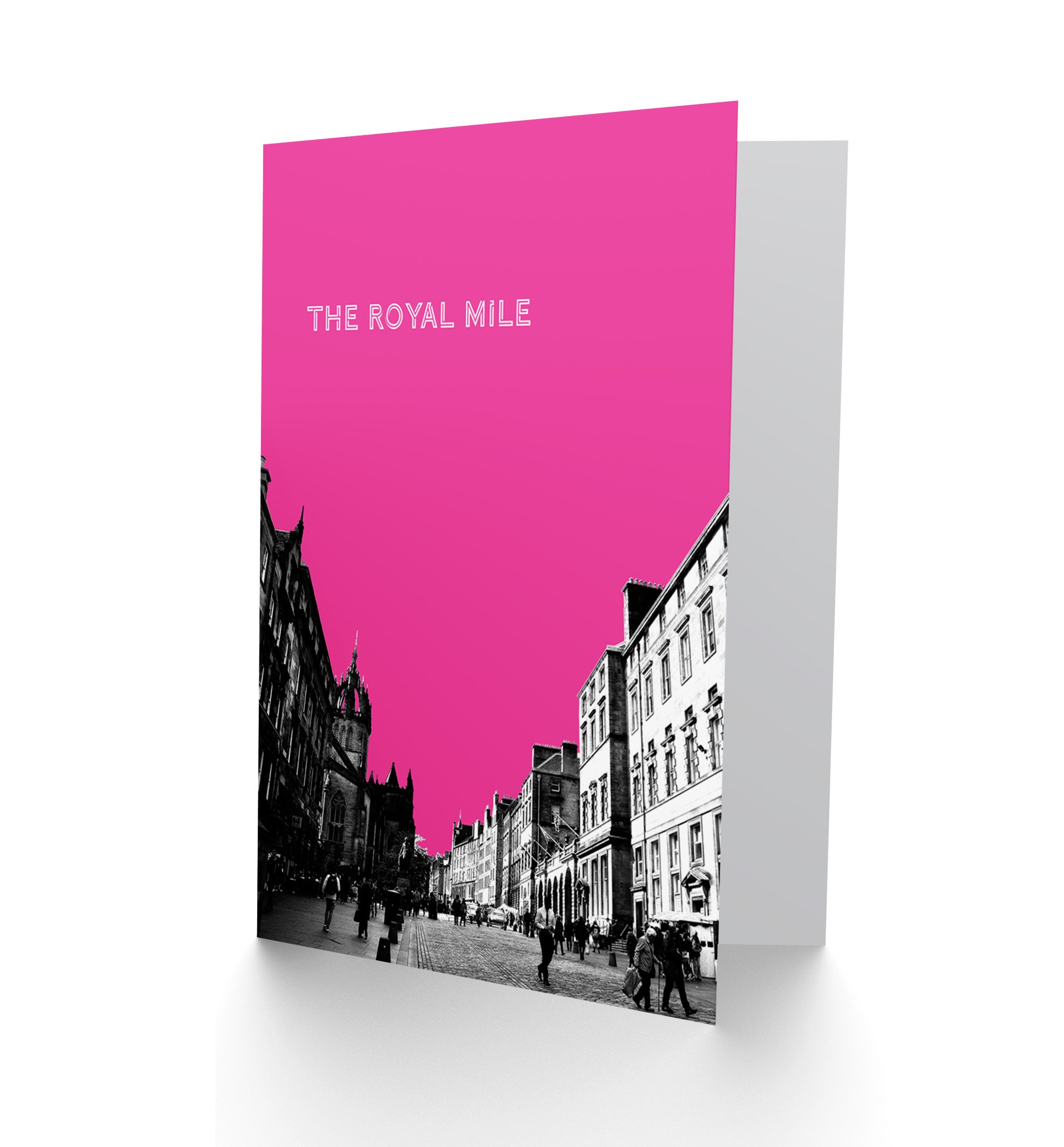 Wee Blue Coo Royal Mile Edinburgh Famous Street Pink Greetings Card