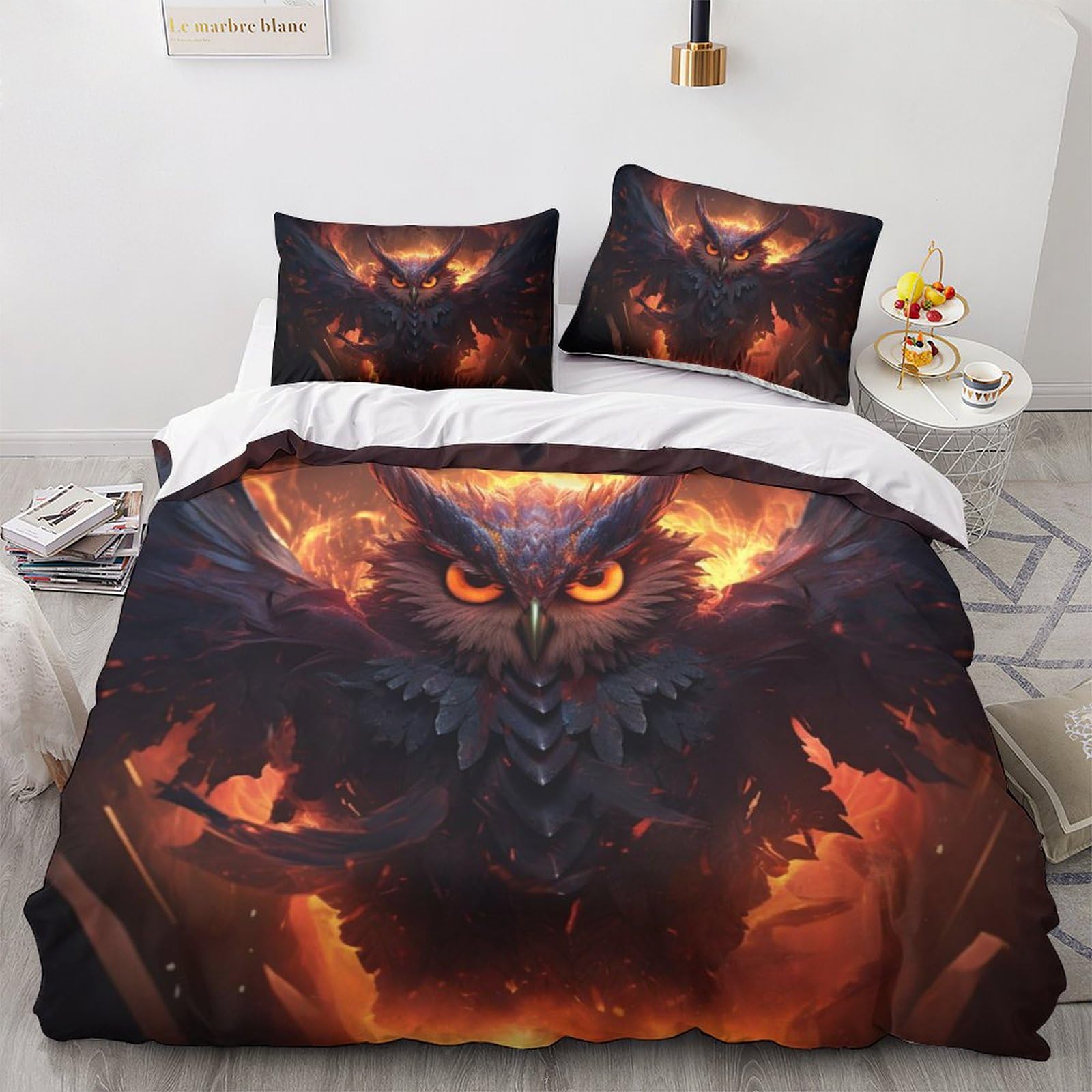 Parure de lit Angry Owl en microfibre housse de couette double 200x200cm pour enfant
