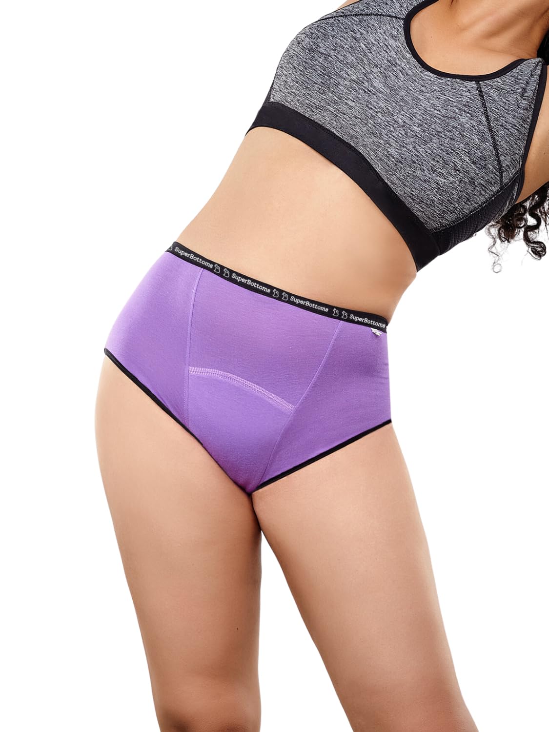 superbottoms MaxAbsorb® Period Underwear | Period Panty Made with Bamboo Cotton | 8Hr Absorption | No Leaks, No Stains | High Waist | Reusable (Pack of 1, Lilac, XXXL)