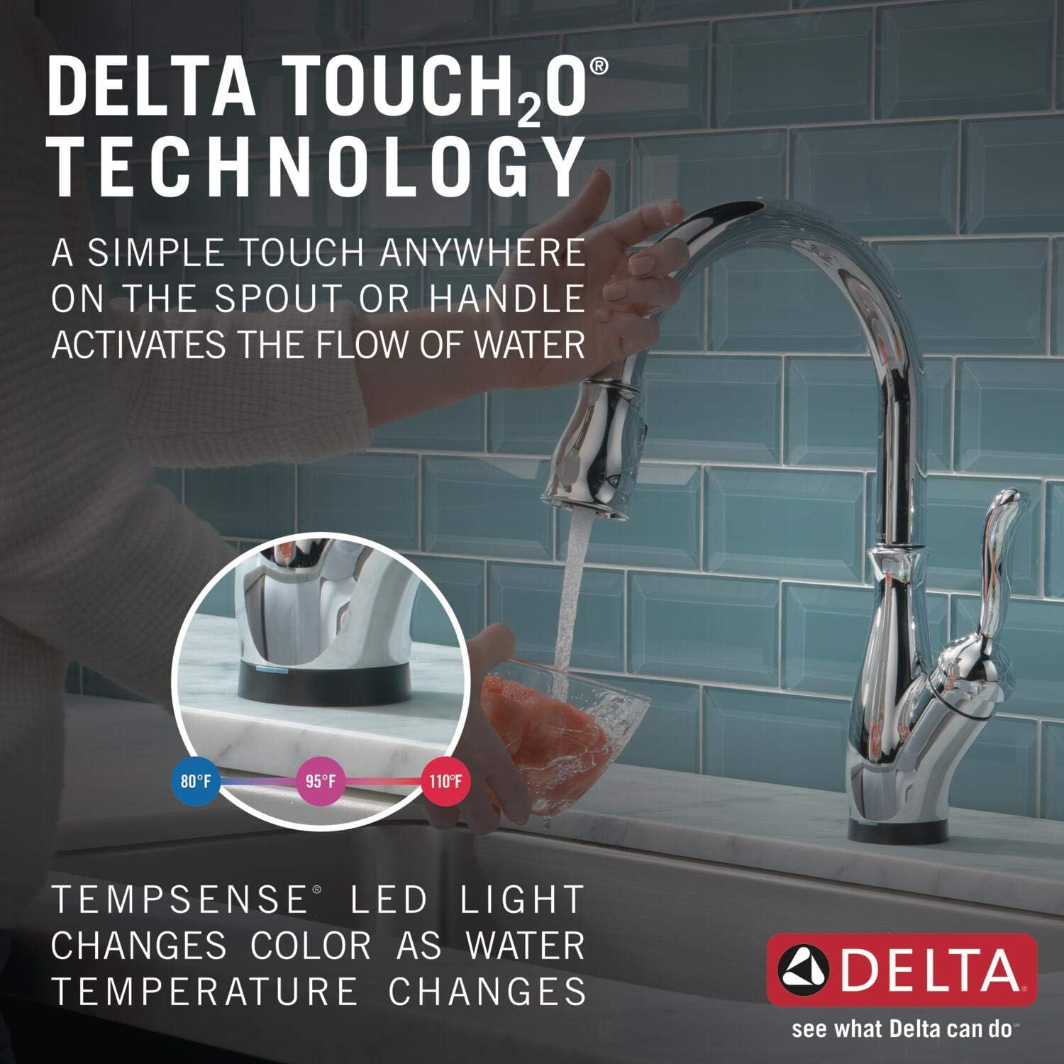 Delta Faucet Leland VoiceIQ Single-Handle Touch Kitchen Sink Faucet with Pull Down Sprayer, Alexa and Google Assistant Voice Activated, Smart Home, Kitchen Soap Dispenser, Chrome