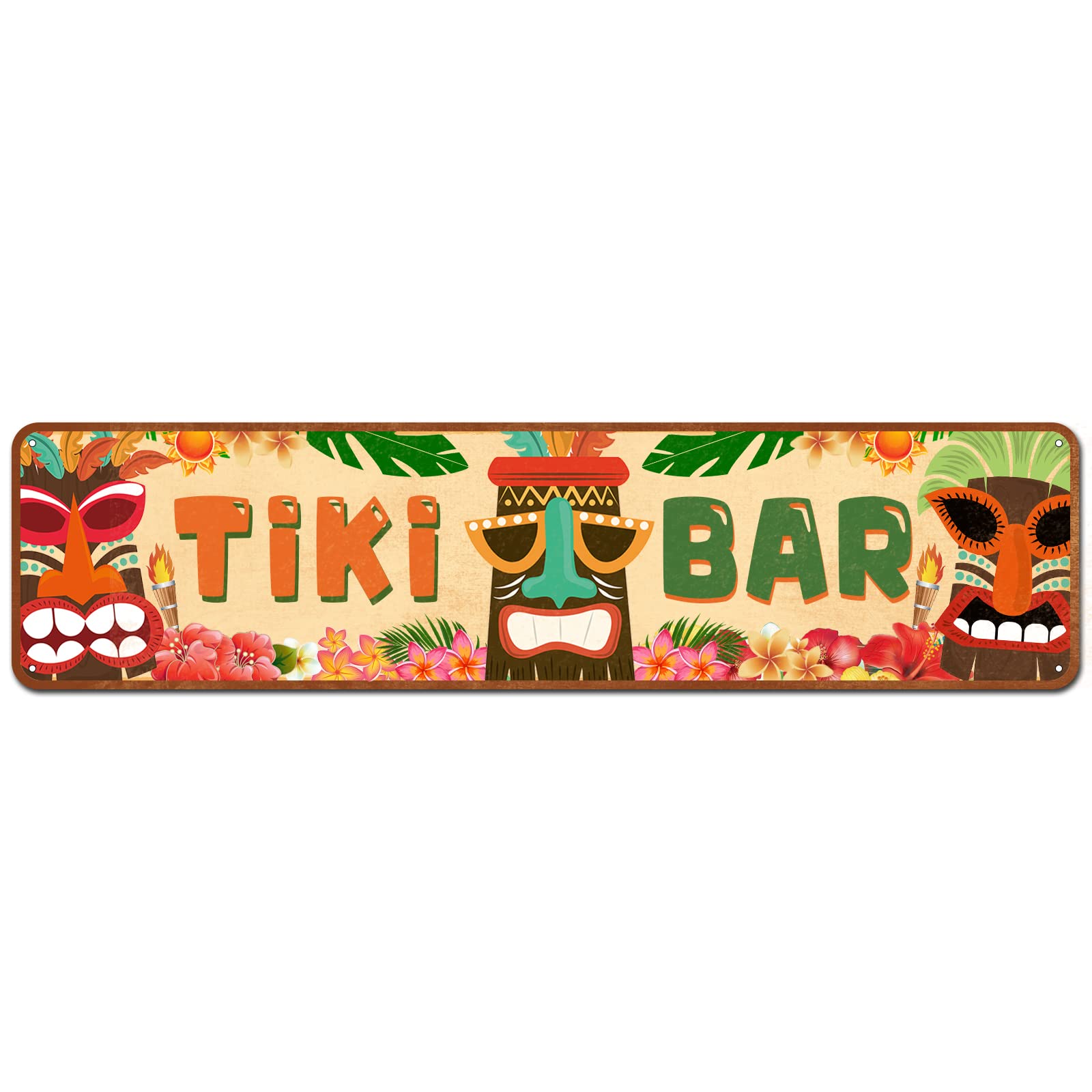 peiyeety Tiki Bar Vintage Metal Tin Sign, 4x16 Inch Rustic Bar Themed Wall Decor, Retro Street Sign for Home, Bar, Garage, Farmhouse, Outdoor Patio, Man Cave, Waterproof Tin Sign, Durable Wall Art