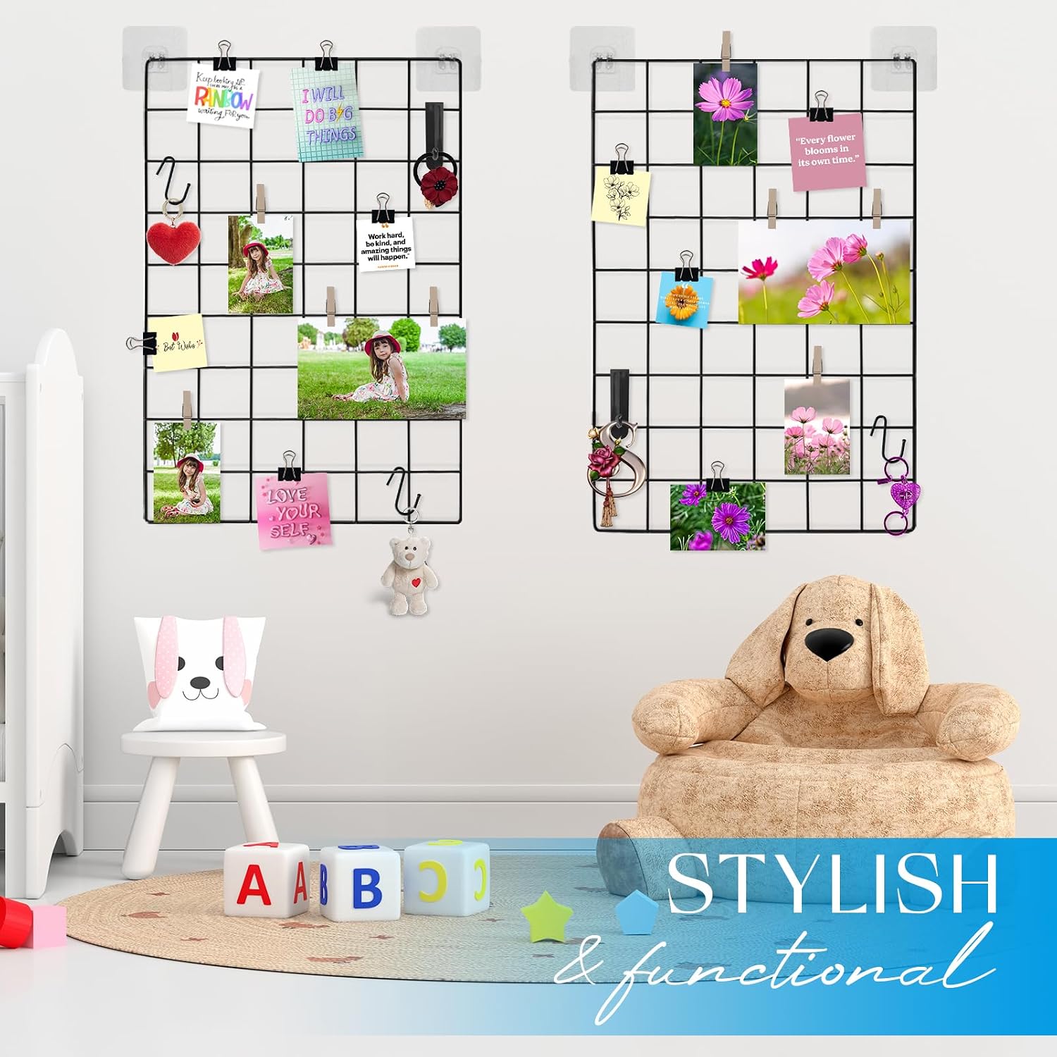 CIKLCIX Wire Wall Grid Panel Set of 2, Photo Display Board & Memo Board image 2