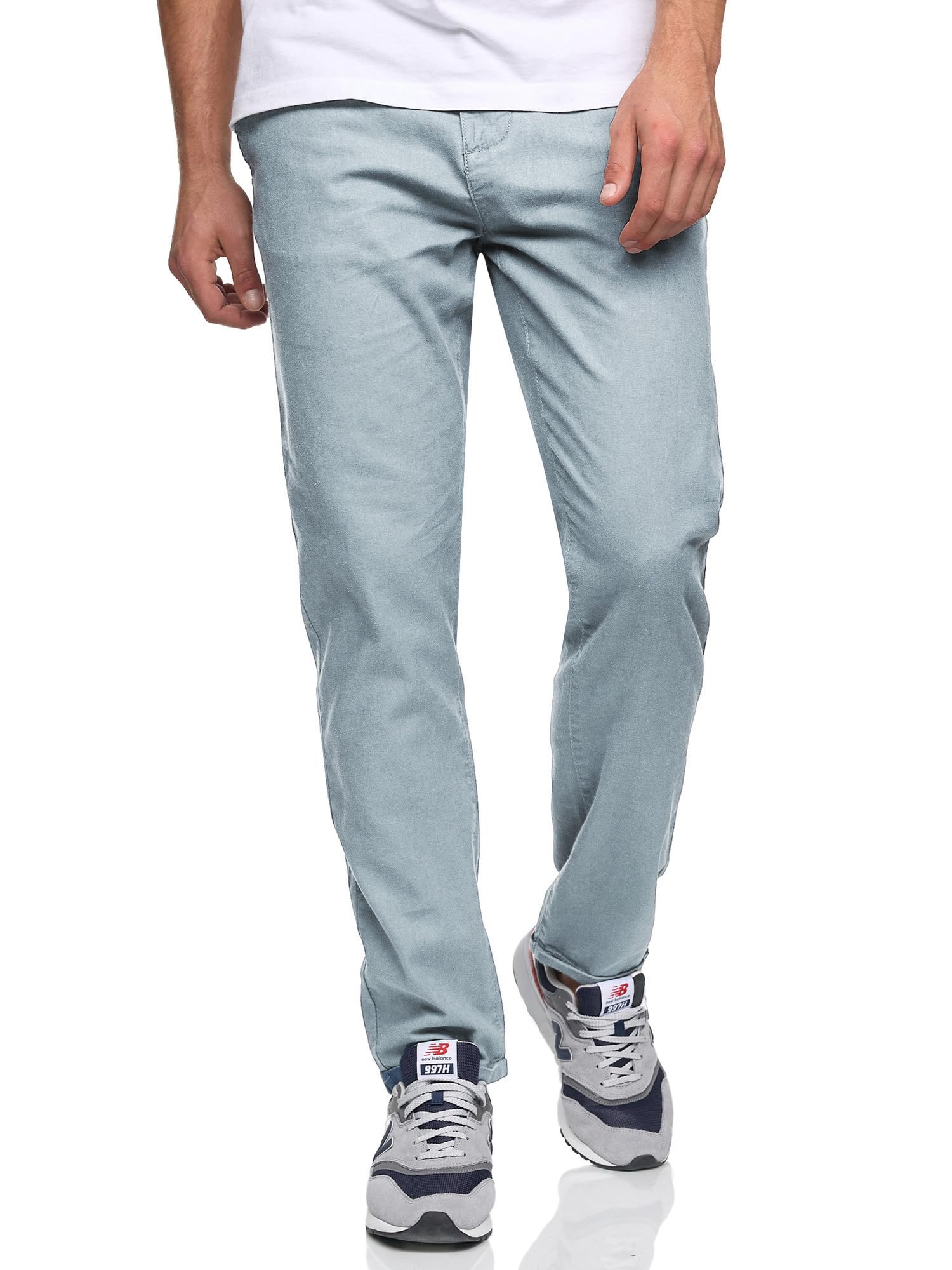 Indicode Herren Haverfield leichte Stoffhose aus Leinen und Baumwolle | Moderne Stoffhose aus atmungsaktivem Leinen-Baumwoll-Mix, Chinohose, Sommerhose, Freizeithose für Männer