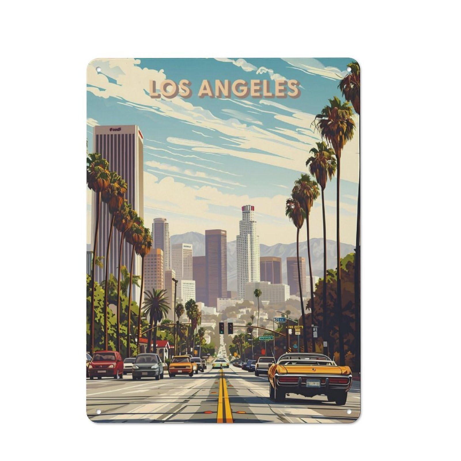 Junmoney Los Angeles Metal Plaque 40X30cm With For Pub Or Café, Rustic Decor, For Pub Decor Enthusiasts