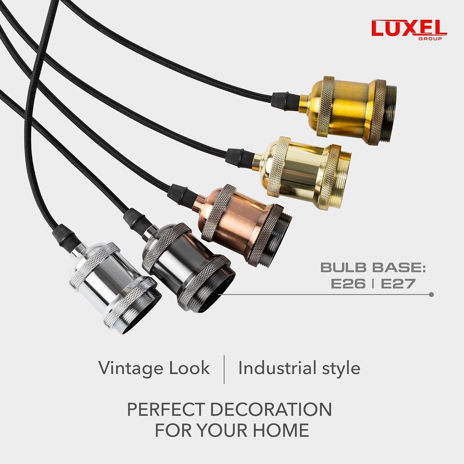 Vintage Mini Pendant Light Kit - UL E26 Lamp Socket - Industrial Edison Retro Ceiling Hanging Pendant Fixture - DIY Chandelier Decor Kit Adjustable Woven Pendant Light Cord (Chrome) image 5