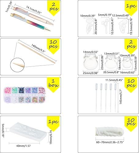 Miniatura 3 de OLYCRAFT Juego de 55 bolígrafos miniatura de molde de pez Koi, agitador, cuenco de pez dorado de cristal, perla, seta, terrario botánico para
