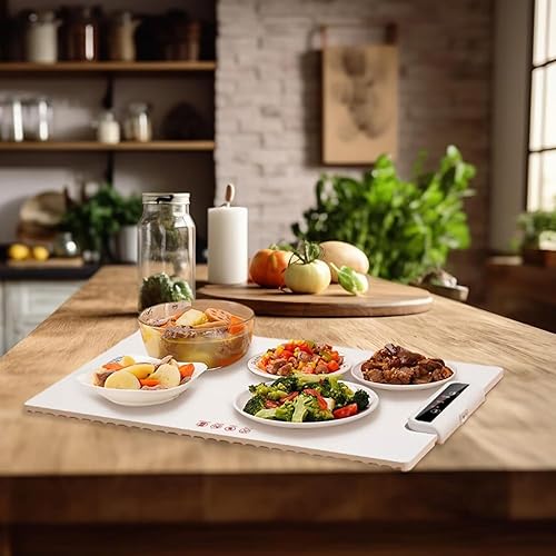 Miniatura 8 de Bandeja de calentamiento eléctrica con temperatura ajustable, nueva bandeja de calentamiento eléctrica portátil de silicona, calentador de alimentos